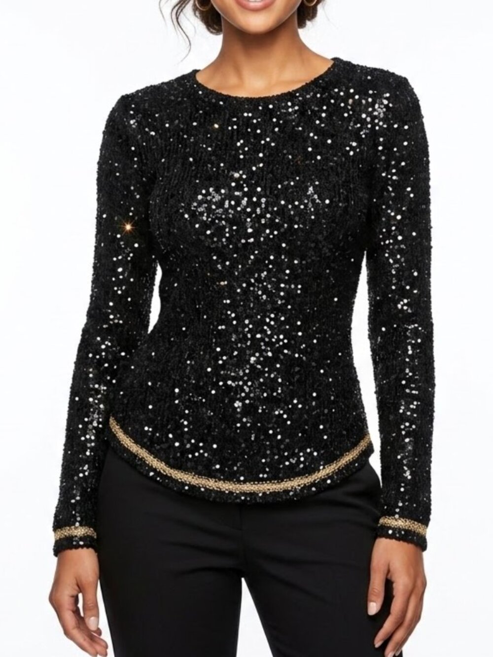 Paper Crane Whimsygoth Sequin Open Cutout Back Gold Bow Metallic Sweater M/L